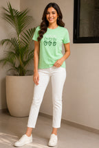 GREEN WOMEN HALF SLEEVE TSHIRT