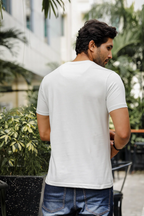 Mens Printed Round Neck White T-Shirt