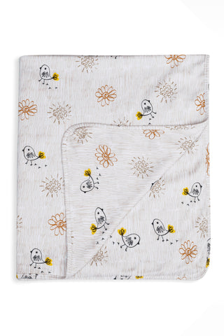 ONE SKY INFANT WHITE AOP PRINTED BLANKET