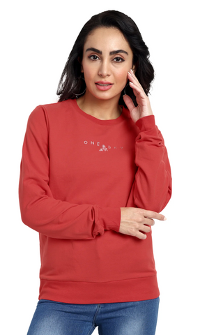 Women Classic Red Pure Cotton Sweatshirt