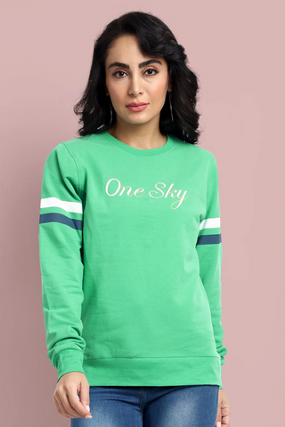 Women Spot Green Sweatshirt