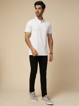 Men White Polo T-Shirt