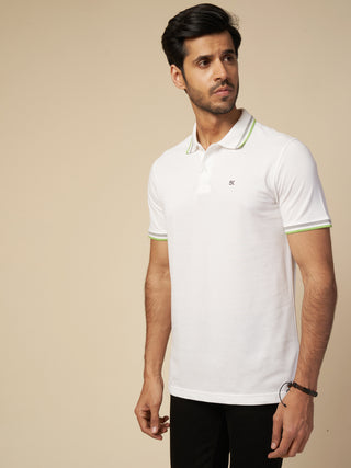 Men White Polo T-Shirt