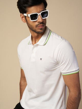 Men White Polo T-Shirt