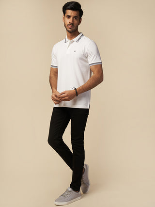 MENS WHITE COTTON POLO TSHIRT