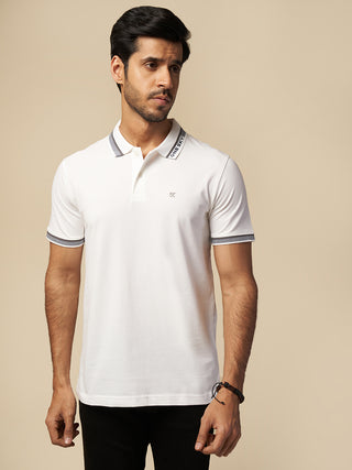 MENS WHITE COTTON POLO TSHIRT