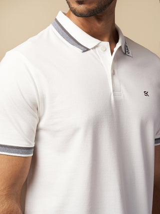 MENS WHITE COTTON POLO TSHIRT