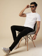 Men White Round Neck T-Shirt