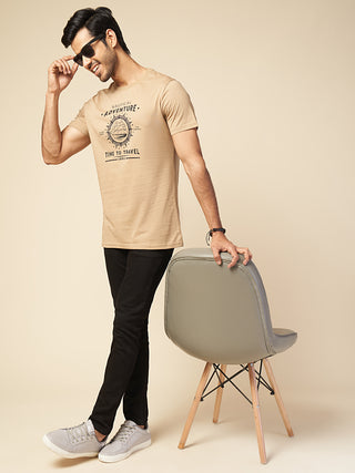 Men Sand Round Neck T-Shirt