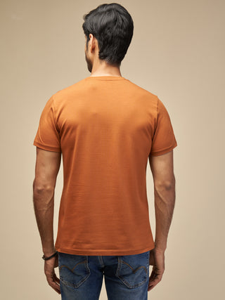 Men Tobacco Round Neck T-Shirt