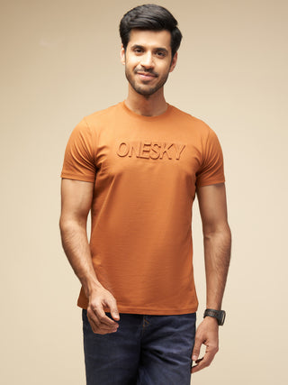 Men Tobacco Round Neck T-Shirt