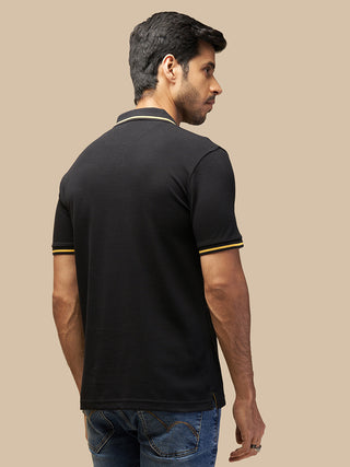 MENS BLACK COTTON POLO TSHIRT