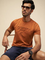 Men Tobacco Round Neck T-Shirt