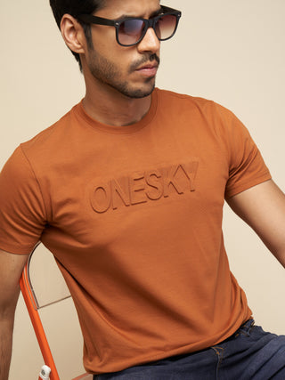 Men Tobacco Round Neck T-Shirt