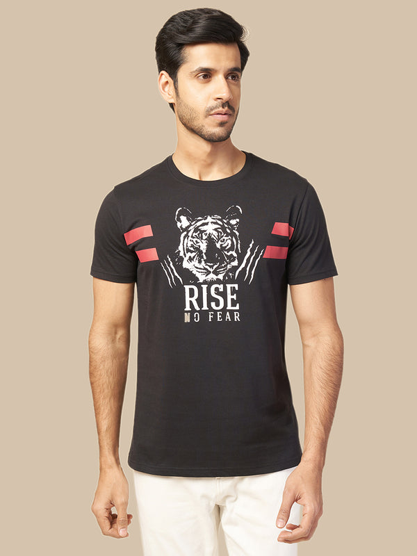 Men's Tiger Print Pure Cotton Round Neck T-Shirt