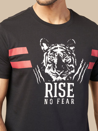 Men's Tiger Print Pure Cotton Round Neck T-Shirt