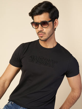 Men Black Round Neck T-Shirt