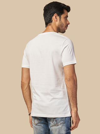 MENS PRINTED WHITE ROUND NECK TSHIRT