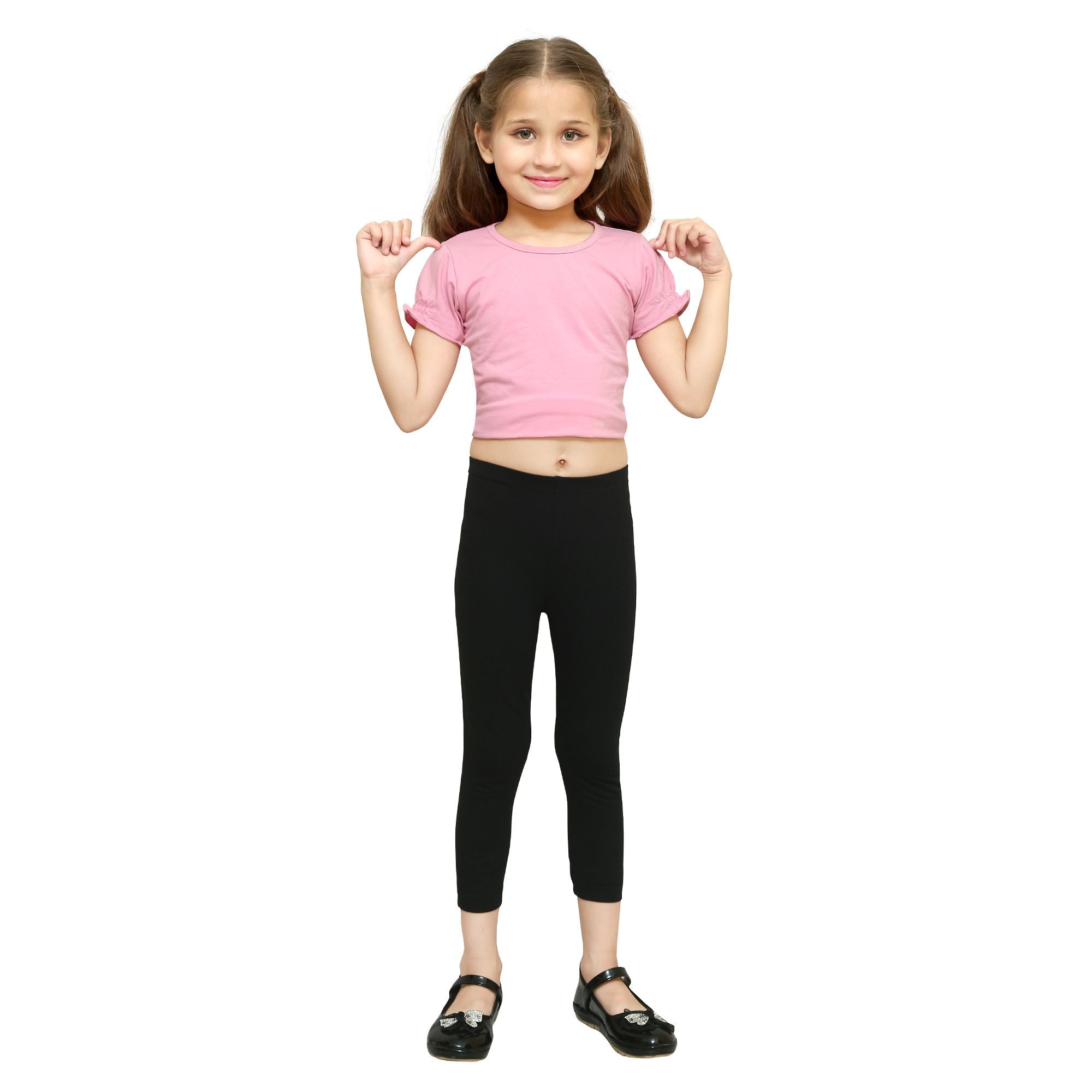 Girls Black Ankle Length Legging
