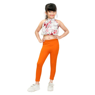 Girls Dark Orange Ankle Length Legging