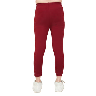 Girls Maroon Ankle Length Legging