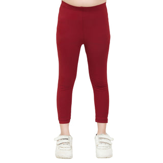 Girls Maroon Ankle Length Legging