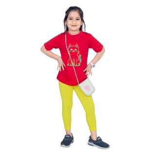 Girls Pop Yellow Ankle Length Legging