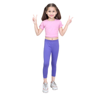 Girls Purple Ankle Length Legging