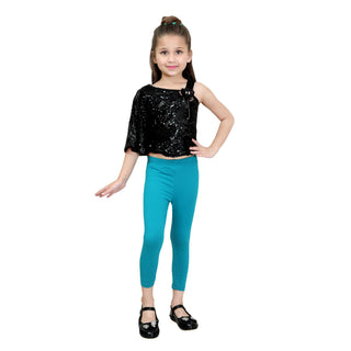 Girls Sea Green Ankle Length Legging