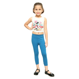 Girls Teal Ankle Length Legging