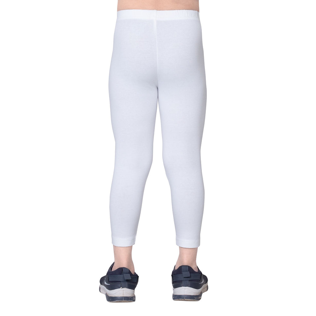 Girls White Ankle Length Legging