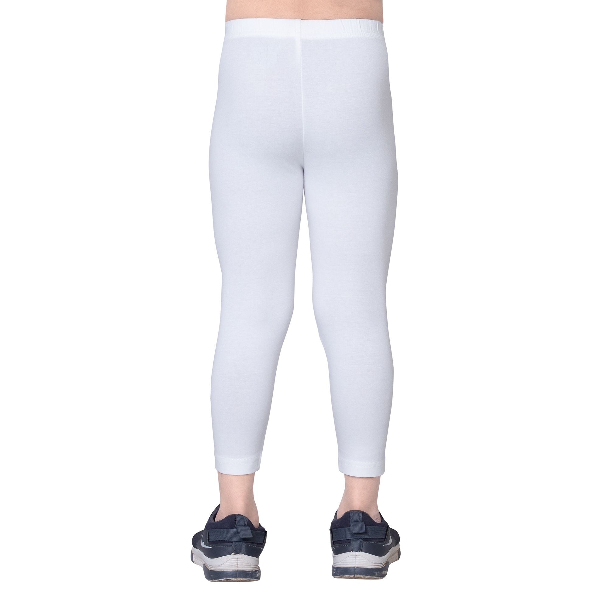 Girls White Ankle Length Legging
