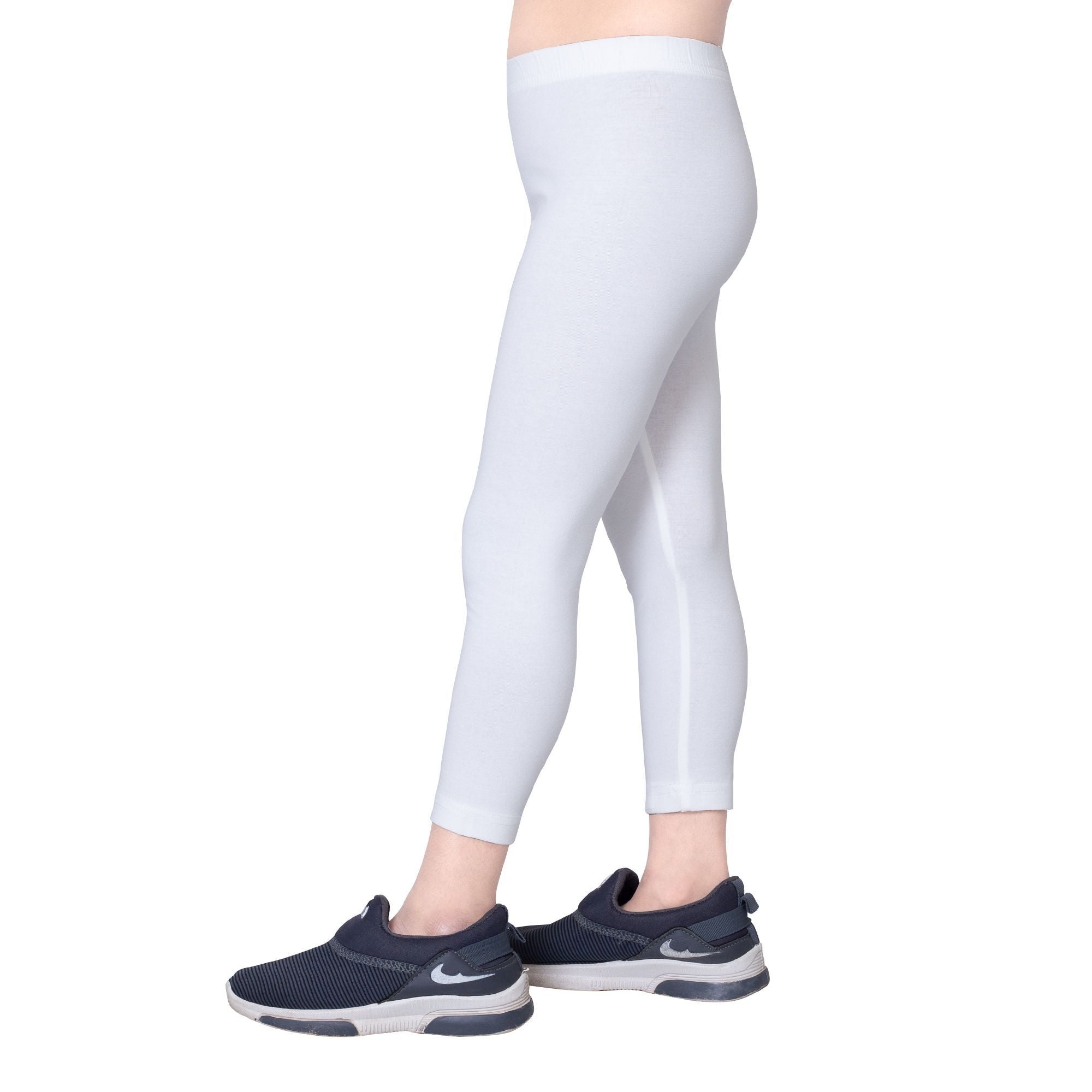 Girls White Ankle Length Legging