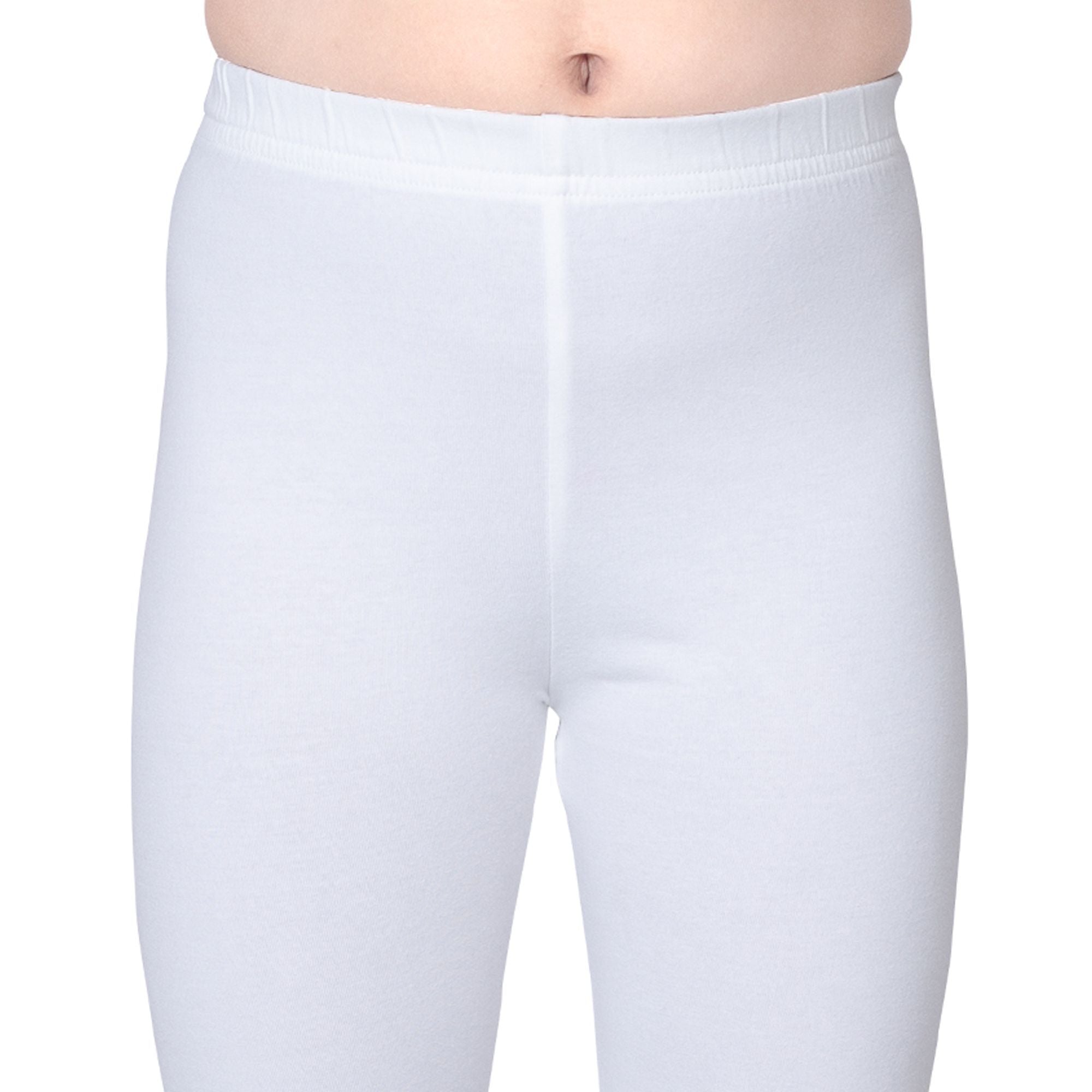 Girls White Ankle Length Legging