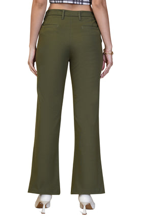 WOMEN MILITARY OLIVE REGULAR FIT CASUAL PANT