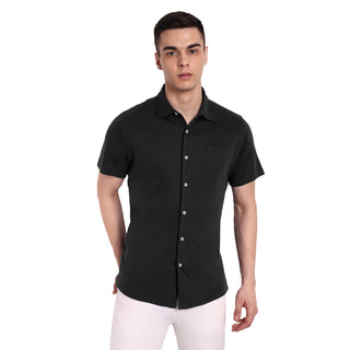 Men Black Semi Casual Shirt