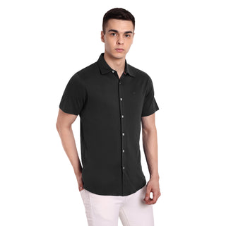Men Black Semi Casual Shirt