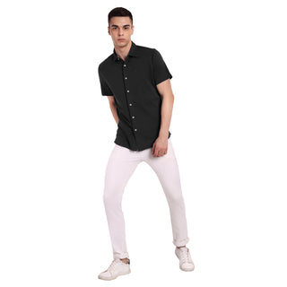 Men Black Semi Casual Shirt