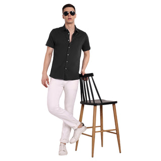 Men Black Semi Casual Shirt